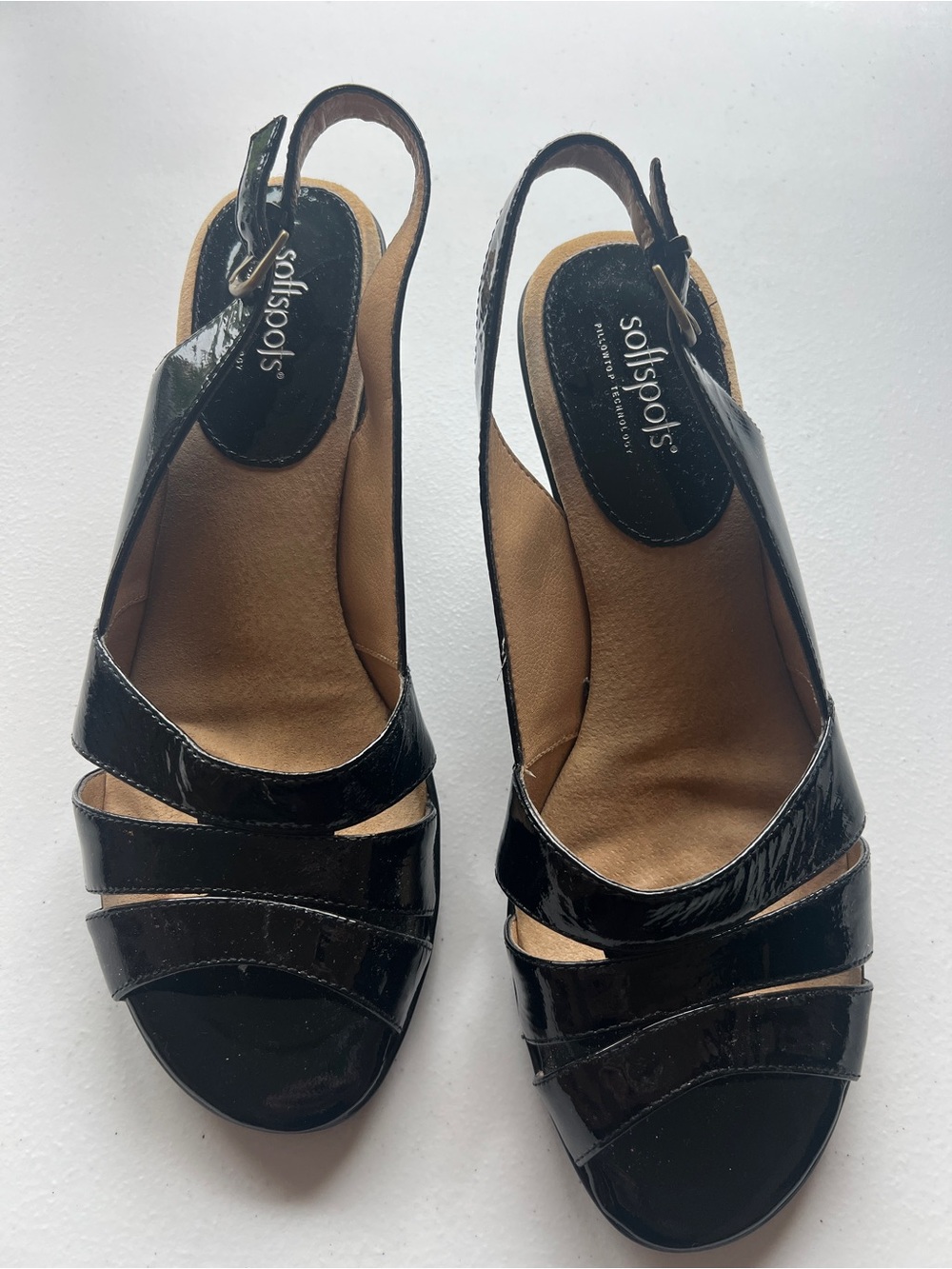 Sofft Black Patent Slingback Sandals